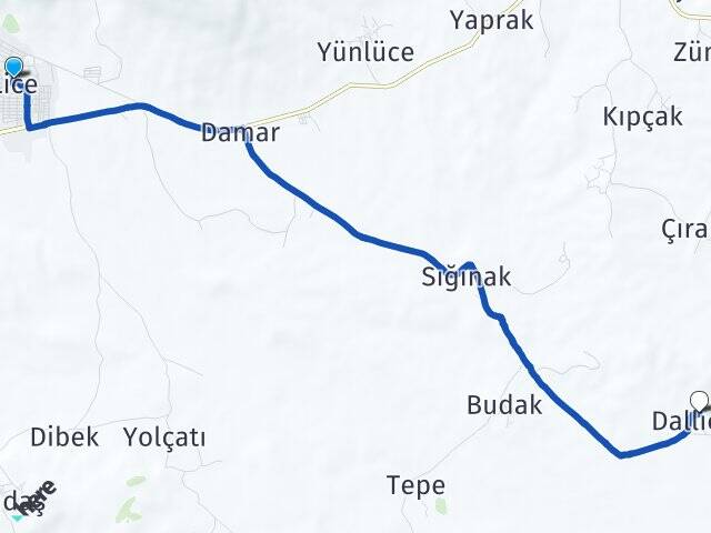 Diyarbakır Lice Dallıca Lice Arası Kaç Km - Yol Haritası