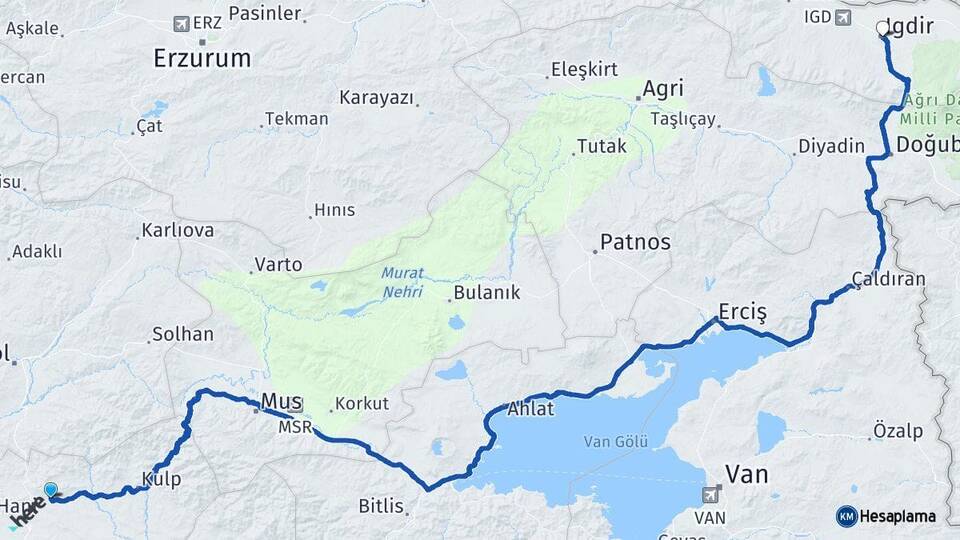 Diyarbakır Lice Iğdır Arası Kaç Km - Yol Haritası