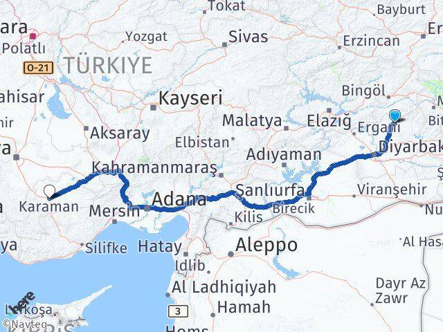 Diyarbakır Lice Karaman Arası Kaç Km - Yol Haritası
