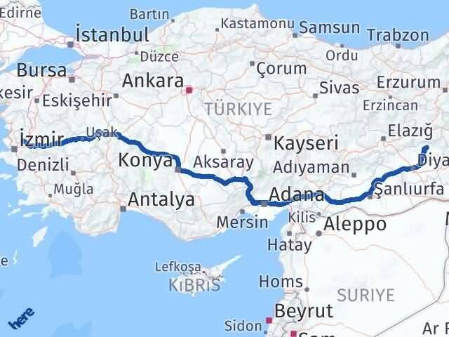 Diyarbakır Lice Manisa Arası Kaç Km - Yol Haritası