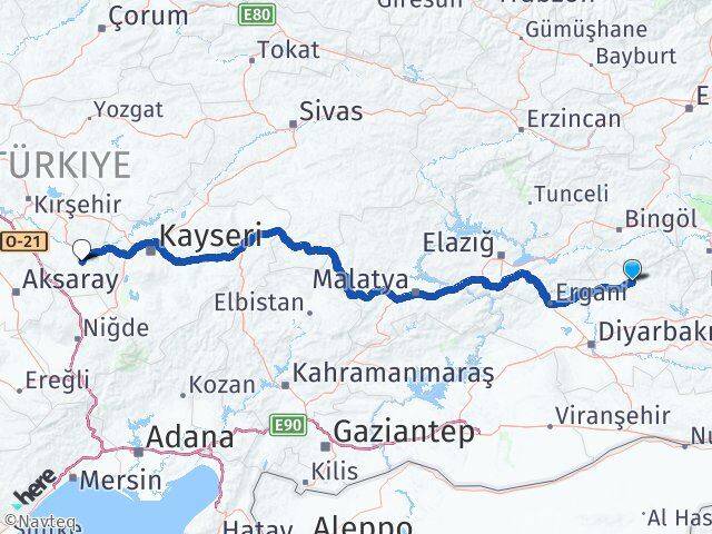 Diyarbakır Lice Nevşehir Arası Kaç Km - Yol Haritası