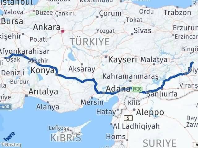 Diyarbakır Lice Uşak Arası Kaç Km - Yol Haritası