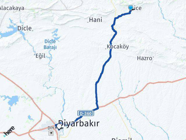 Diyarbakır Lice Yenişehir Arası Kaç Km - Yol Haritası