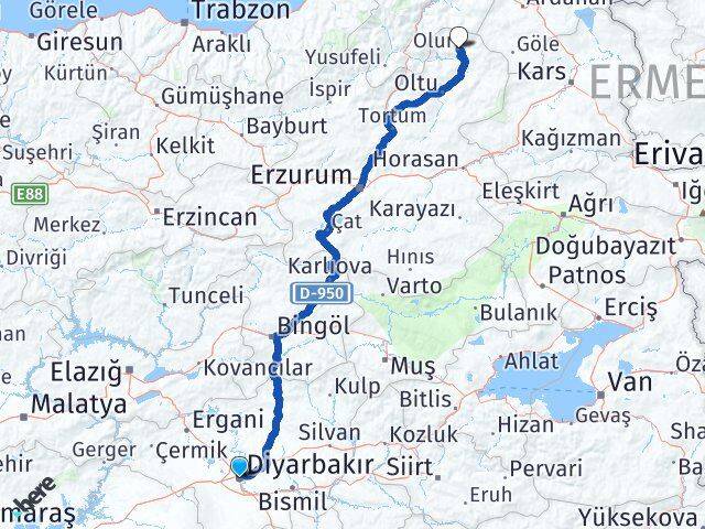Diyarbakır Olur Arası Kaç Km - Yol Tarifi