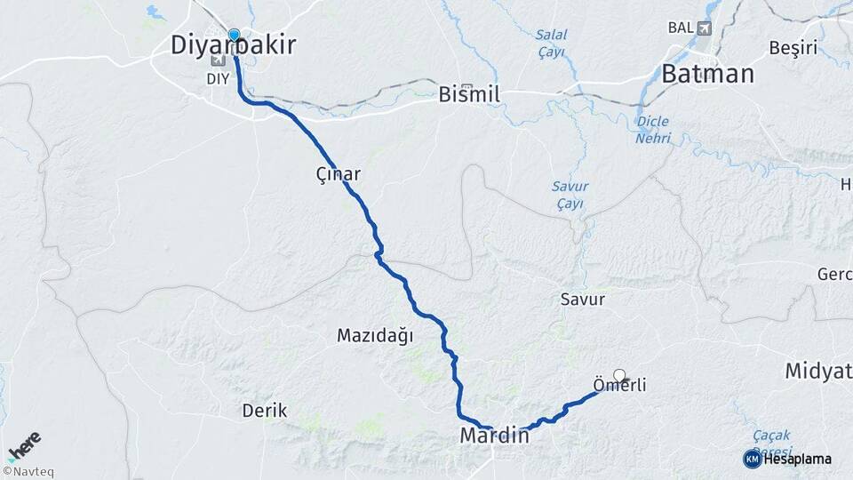 Diyarbakır Ömerli Mardin Arası Kaç Km - Yol Haritası