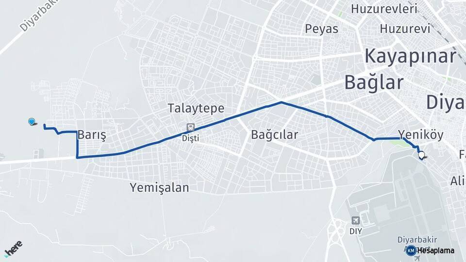 Diyarbakır Otogarı Diyarbakır Havalimanı Arası Kaç Km - Yol Tarifi