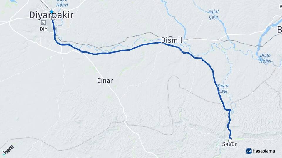 Diyarbakır Savur Mardin Arası Kaç Km - Yol Haritası