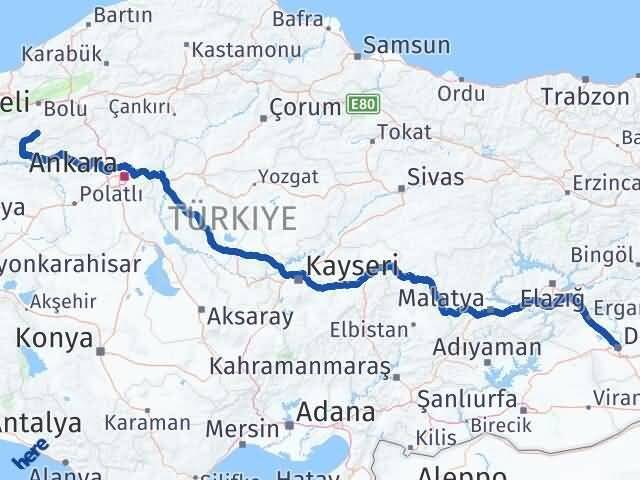 Diyarbakır Seben Bolu Arası Kaç Km - Yol Haritası