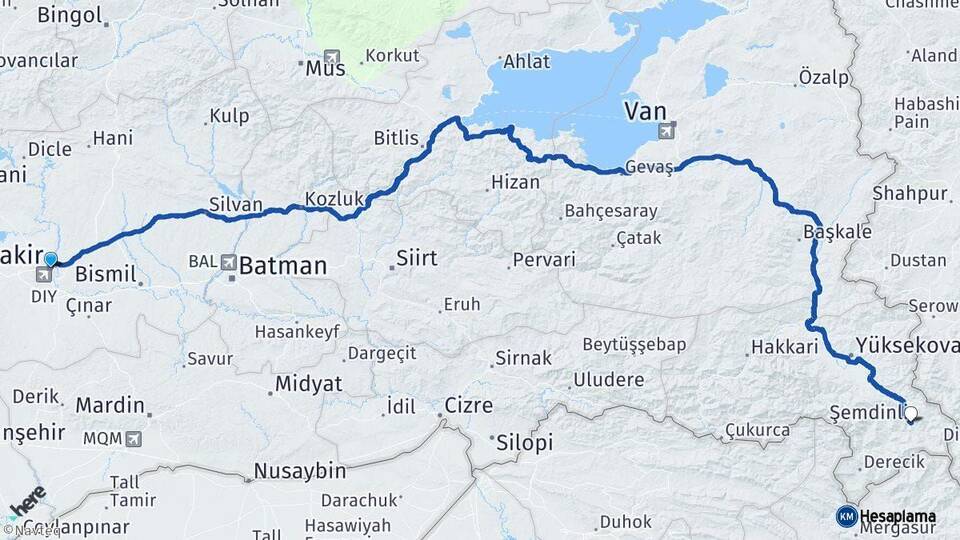 Diyarbakır Şemdinli Hakkari Arası Kaç Km - Yol Haritası