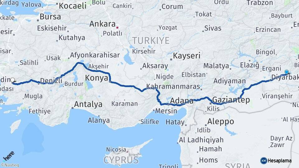 Diyarbakır Silvan Aydın Arası Kaç Km - Yol Haritası