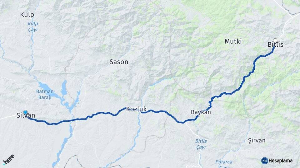 Diyarbakır Silvan Bitlis Arası Kaç Km - Yol Haritası