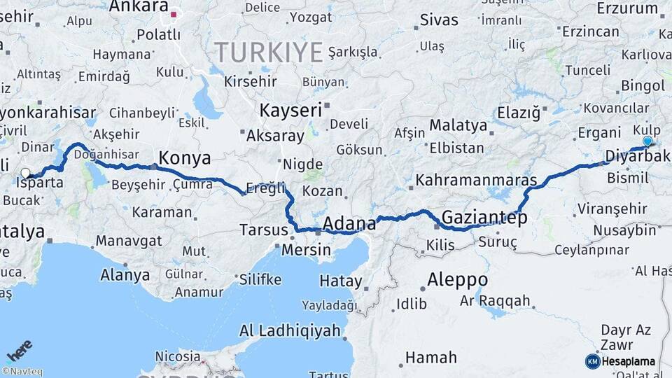 Diyarbakır Silvan Burdur Arası Kaç Km - Yol Haritası