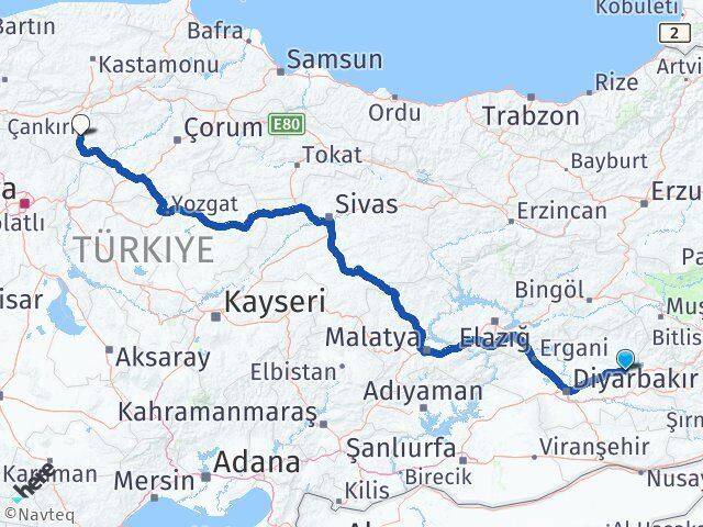 Diyarbakır Silvan Çankırı Arası Kaç Km - Yol Haritası