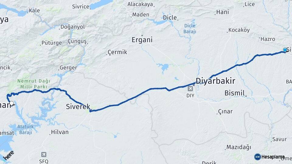 Diyarbakır Silvan Kahta Adıyaman Arası Kaç Km - Yol Haritası