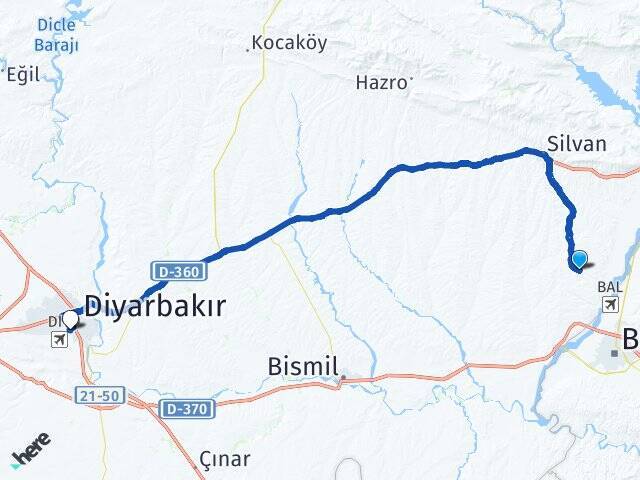 Karamus Diyarbakır Havalimanı Arası Kaç Km - Yol Tarifi