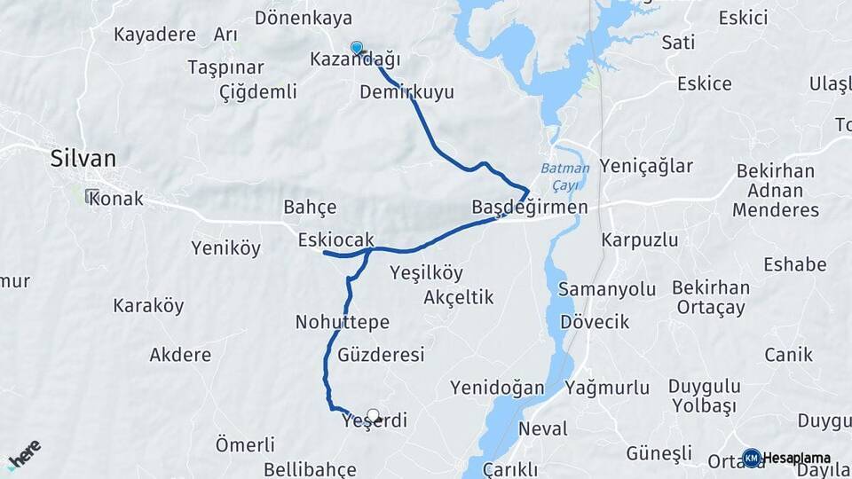 Kazandağı Yeşerdi Arası Kaç Km - Yol Tarifi