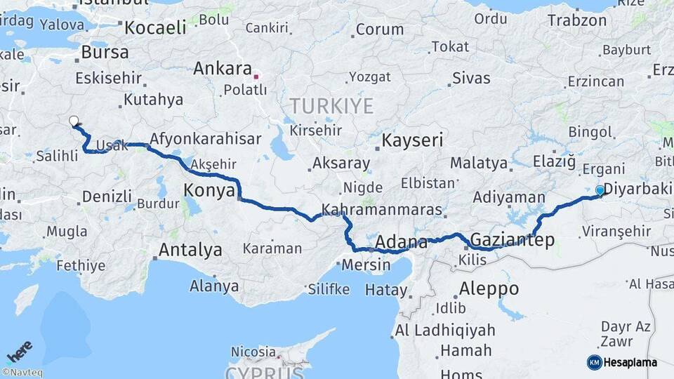Diyarbakır Simav Kütahya Arası Kaç Km - Yol Haritası