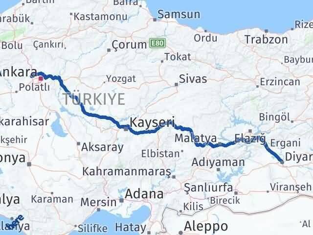 Diyarbakır Sincan Ankara Arası Kaç Km - Yol Haritası