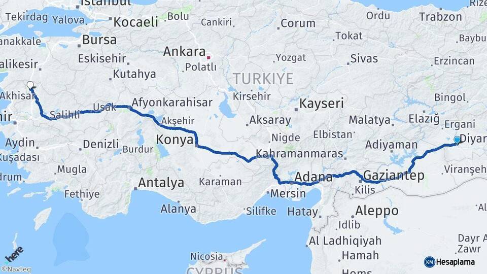 Diyarbakır Soma Manisa Arası Kaç Km - Yol Haritası