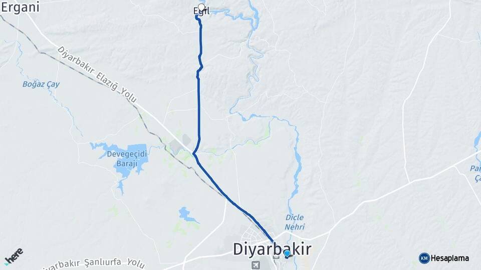 Diyarbakır Sur Eğil Arası Kaç Km - Yol Haritası