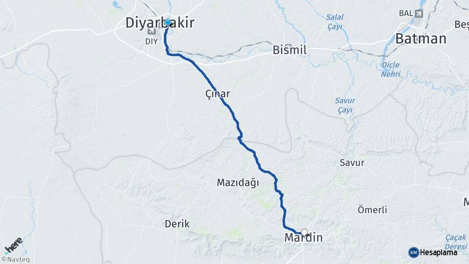 Diyarbakır Sur Mardin Arası Kaç Km - Yol Haritası