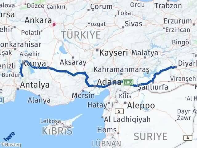 Diyarbakır Sütçüler Isparta Arası Kaç Km - Yol Haritası