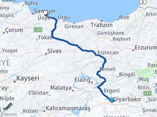 Diyarbakır Terme Arası Kaç Km - Yol Tarifi