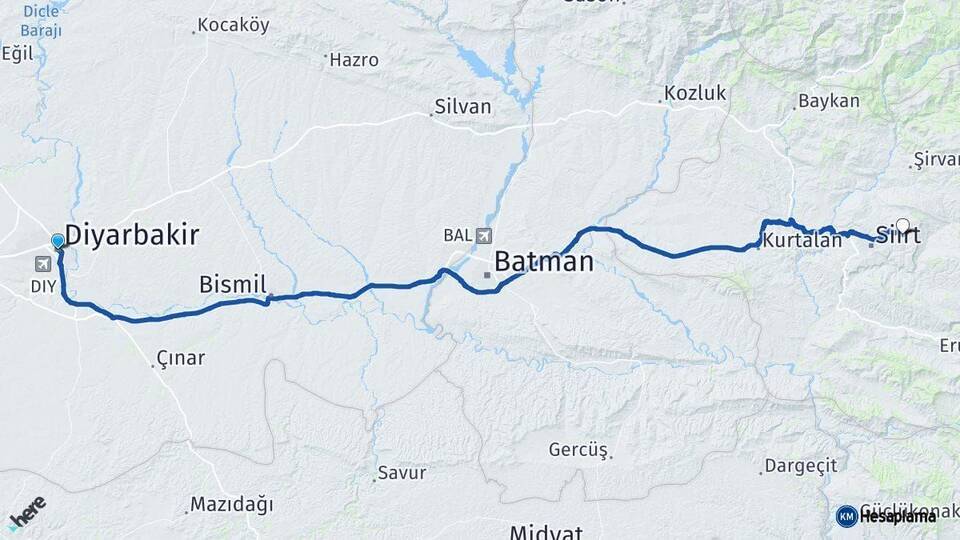 Diyarbakır Tillo Siirt Arası Kaç Km - Yol Haritası