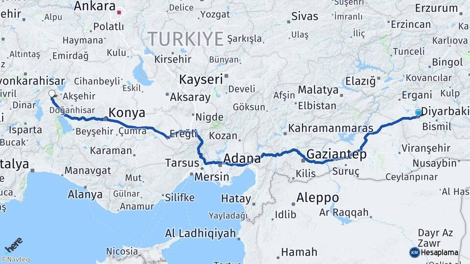 Diyarbakır Yalvaç Isparta Arası Kaç Km - Yol Haritası