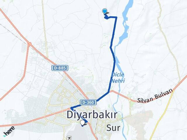 Güzelköy Diyarbakır Havalimanı Arası Kaç Km - Yol Tarifi