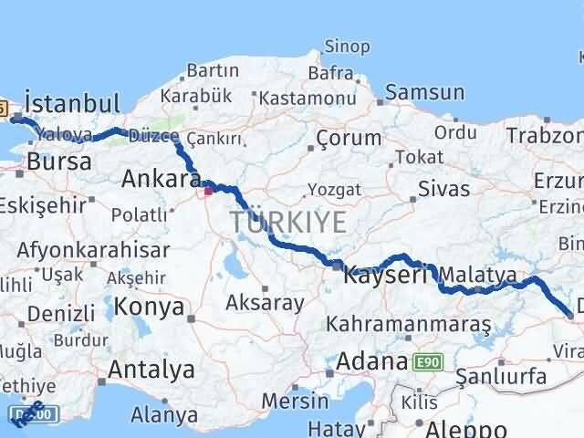 Diyarbakır Zeytinburnu İstanbul Arası Kaç Km - Yol Haritası