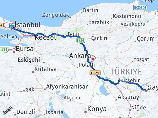 Doubletree By Hilton Istanbul Topkapi Kayseri Arası Kaç Km - Yol Tarifi