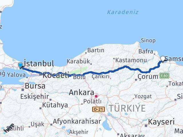 Doubletree By Hilton Istanbul Topkapi Samsun Arası Kaç Km - Yol Tarifi