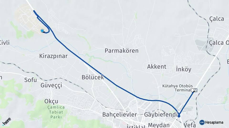 Dumlupınar Üniversitesi Kütahya Otogarı Arası Kaç Km - Yol Tarifi