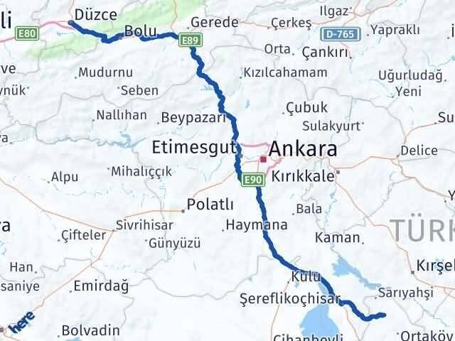 Düzce Ağaçören Aksaray Arası Kaç Km - Yol Haritası
