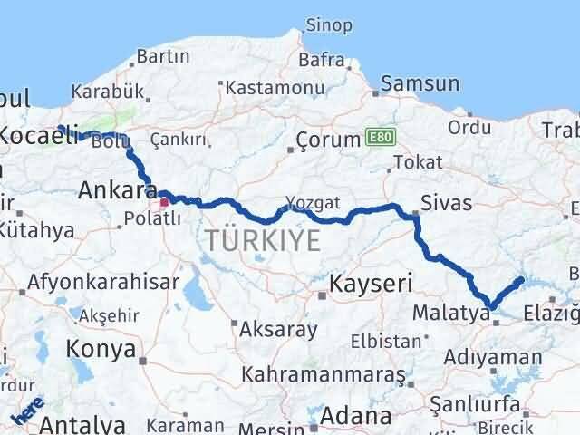 Düzce Ağın Elazığ Arası Kaç Km - Yol Haritası