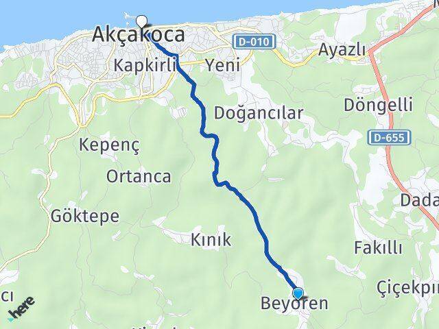 Beyören Akçakoca Arası Kaç Km - Yol Tarifi