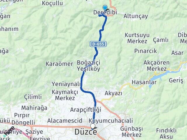 Deredibi Düzce Otogarı Arası Kaç Km - Yol Tarifi