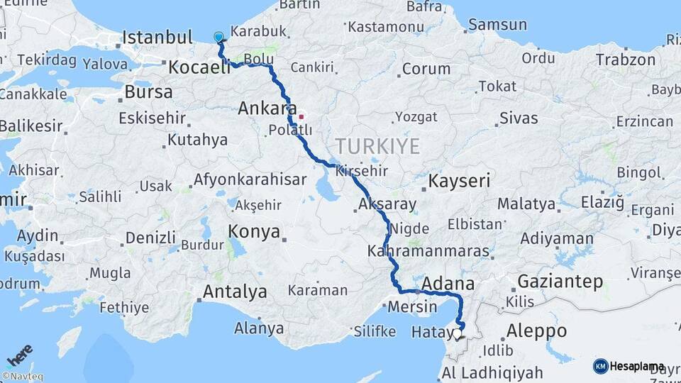 Düzce Akçakoca Hatay Arası Kaç Km - Yol Haritası