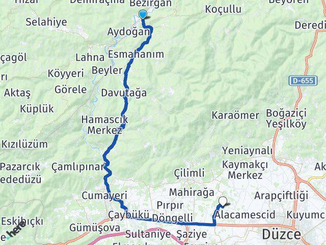 Uğurlu Alacamescit Arası Kaç Km - Yol Tarifi