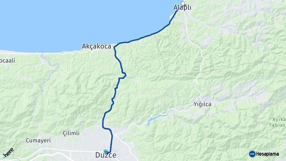 Düzce Alaplı Zonguldak Arası Kaç Km - Yol Haritası