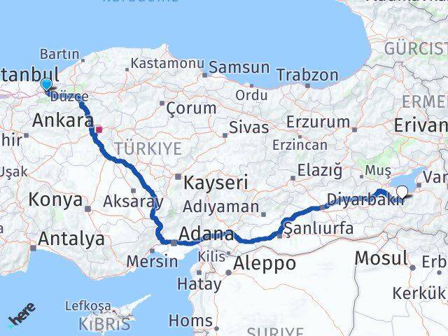 Düzce Bahçesaray Van Arası Kaç Km - Yol Haritası