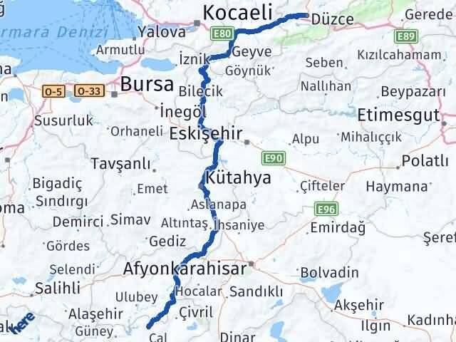 Düzce Bekilli Denizli Arası Kaç Km - Yol Haritası