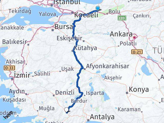 Düzce Çavdır Burdur Arası Kaç Km - Yol Haritası