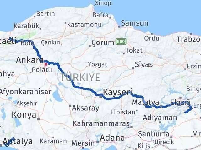 Düzce Çermik Diyarbakır Arası Kaç Km - Yol Haritası