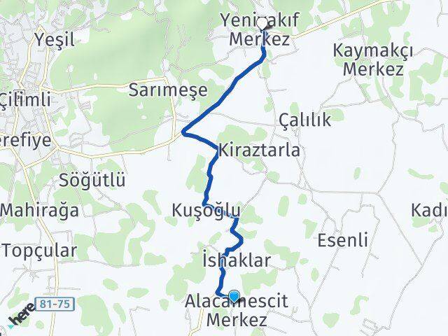 Alacamescit Yenivakıf Arası Kaç Km - Yol Tarifi
