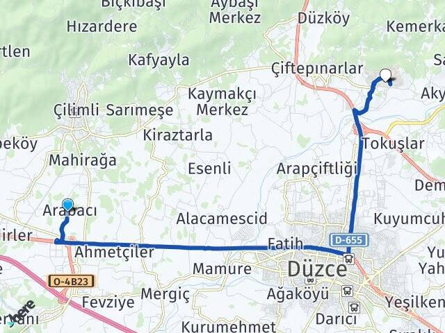Arabacı Düzce Üniversitesi Arası Kaç Km - Yol Tarifi