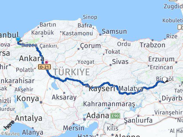 Düzce Çilimli Bingöl Arası Kaç Km - Yol Haritası