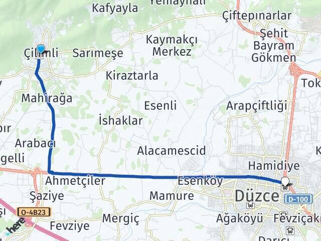 Çilimli Düzce Otogarı Arası Kaç Km - Yol Tarifi