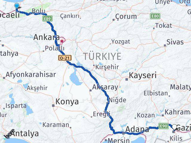 Düzce Çilimli Gaziantep Arası Kaç Km - Yol Haritası
